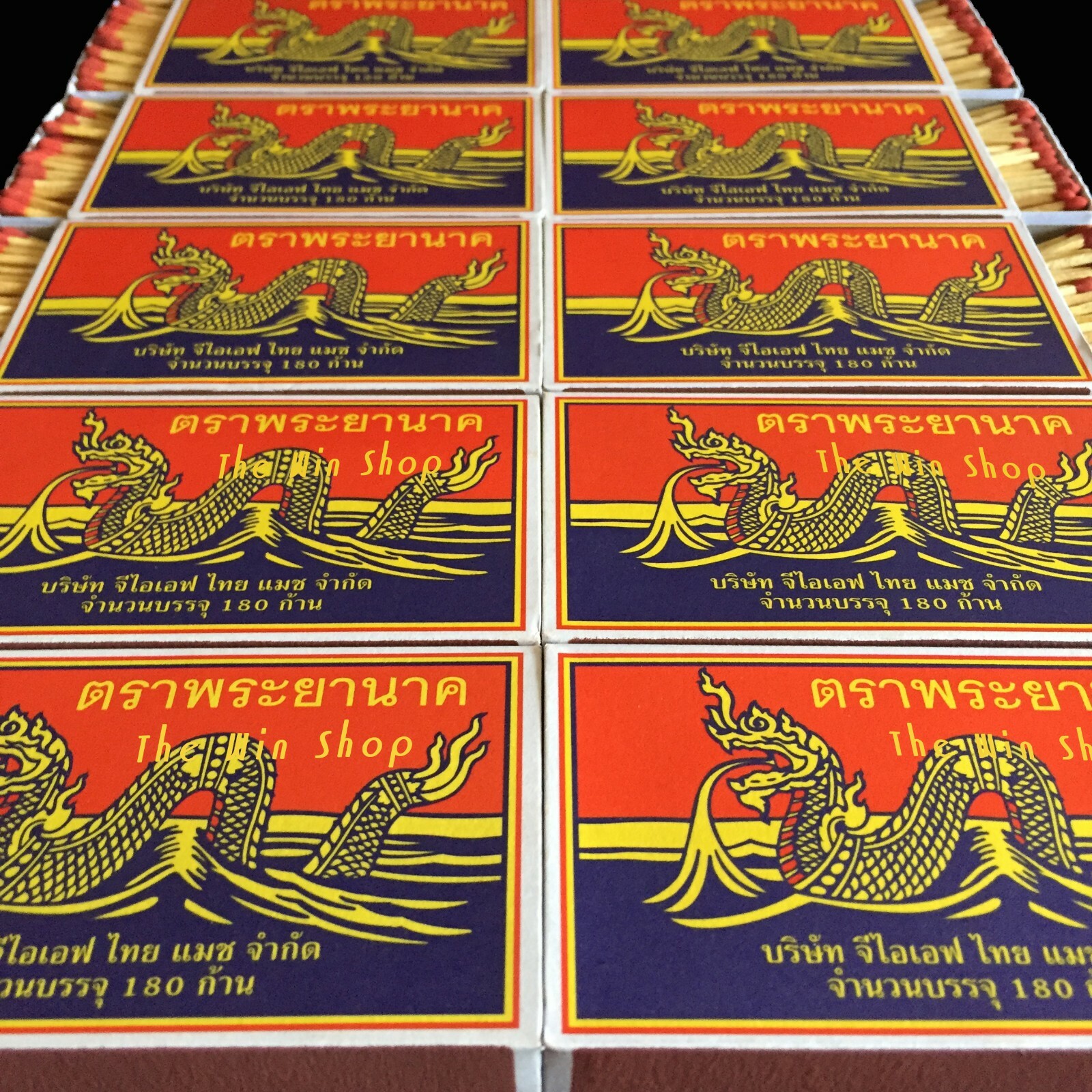 10 Big Boxes = 1,800 Red Sticks Original Phrayanak Thai Wooden Matches Camping