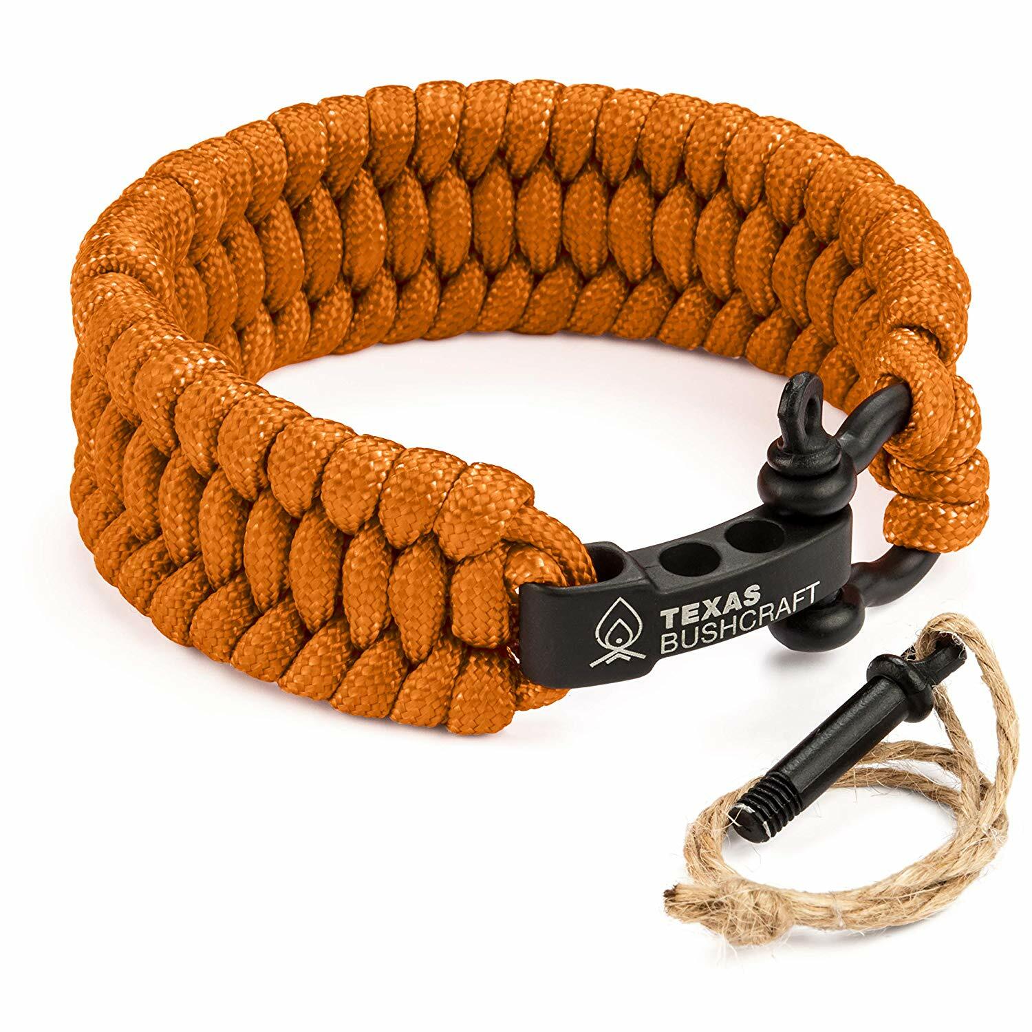 SURVIVAL KIT Mulit-Tool Fire Starter Wrench Paracord Bracelet Leather TINDER BAG