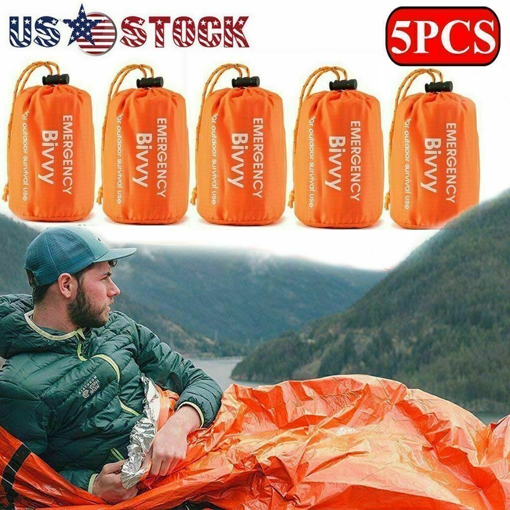 5pcs Emergency Sleeping Bags Thermal Blanket Waterproof Outdoor Survival Camping