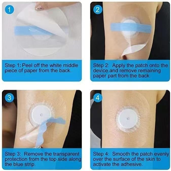 20 Pack Transparent Adhesive Patches for Libre 2/3/Plus – Stays Put for 14 Days