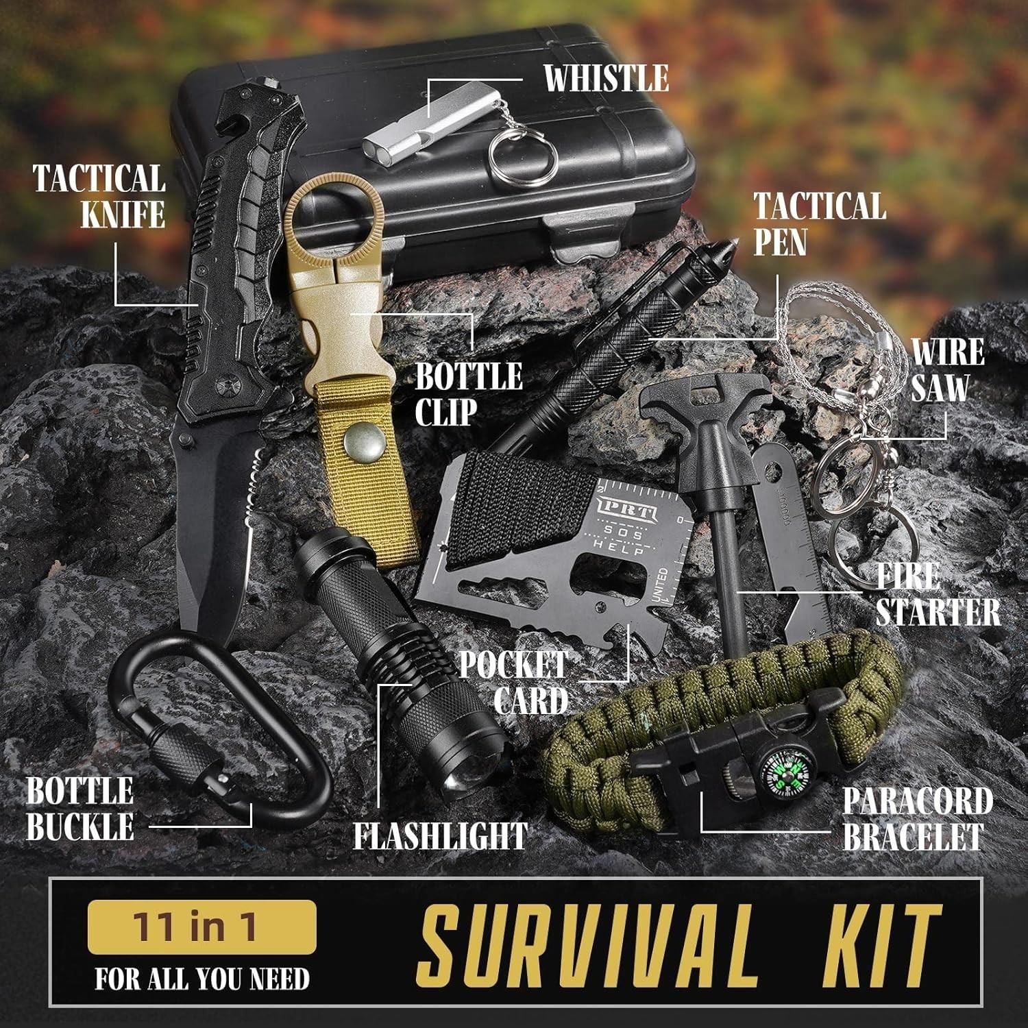 Lightweight Portable 14-in-1 Survival Kit: Ideal Holiday Gift for Him