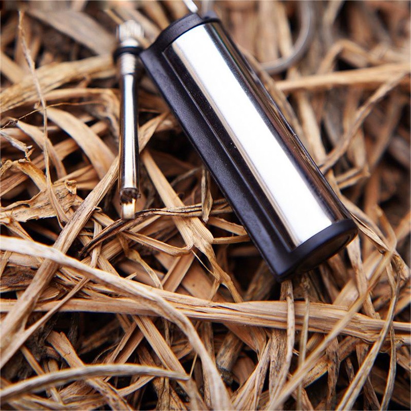 Stainless Steel Silver Match Lighter Keychain Outdoor Emergency Tool Mini