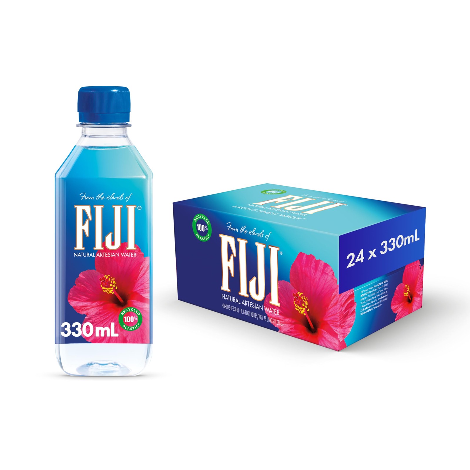 FIJI Natural Artesian Bottled Water 330mL / 11.15 Fl Ounce (Pack of 24) – 100%