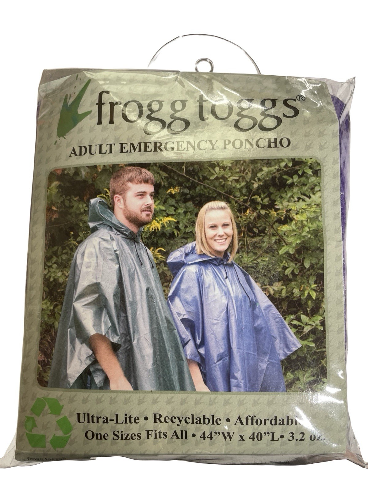 Frogg Toggs Purple Adult Emergency Rain Poncho 1 Size Fits All Travel Packable