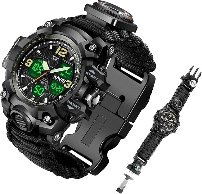 Mens Tactical Military Digital Watch, 23-in-1 Survival Multi-Functional Army …