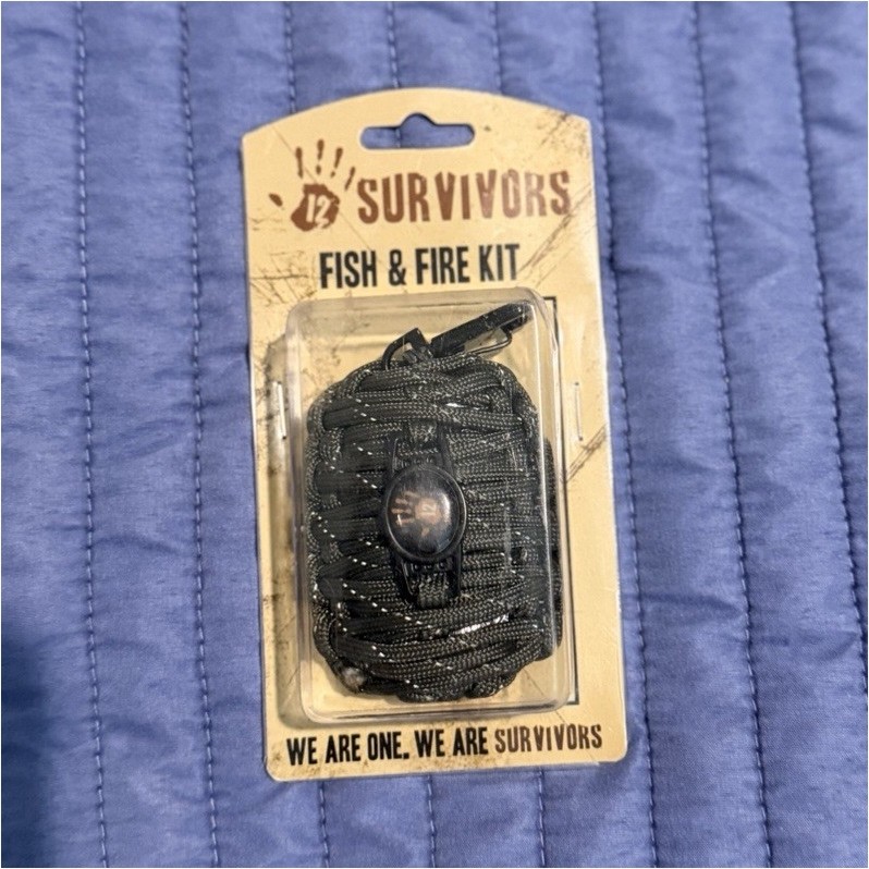 U Survivors Fish & Fire Kit Compact Black Survival Kit w/ Paracord Camping
