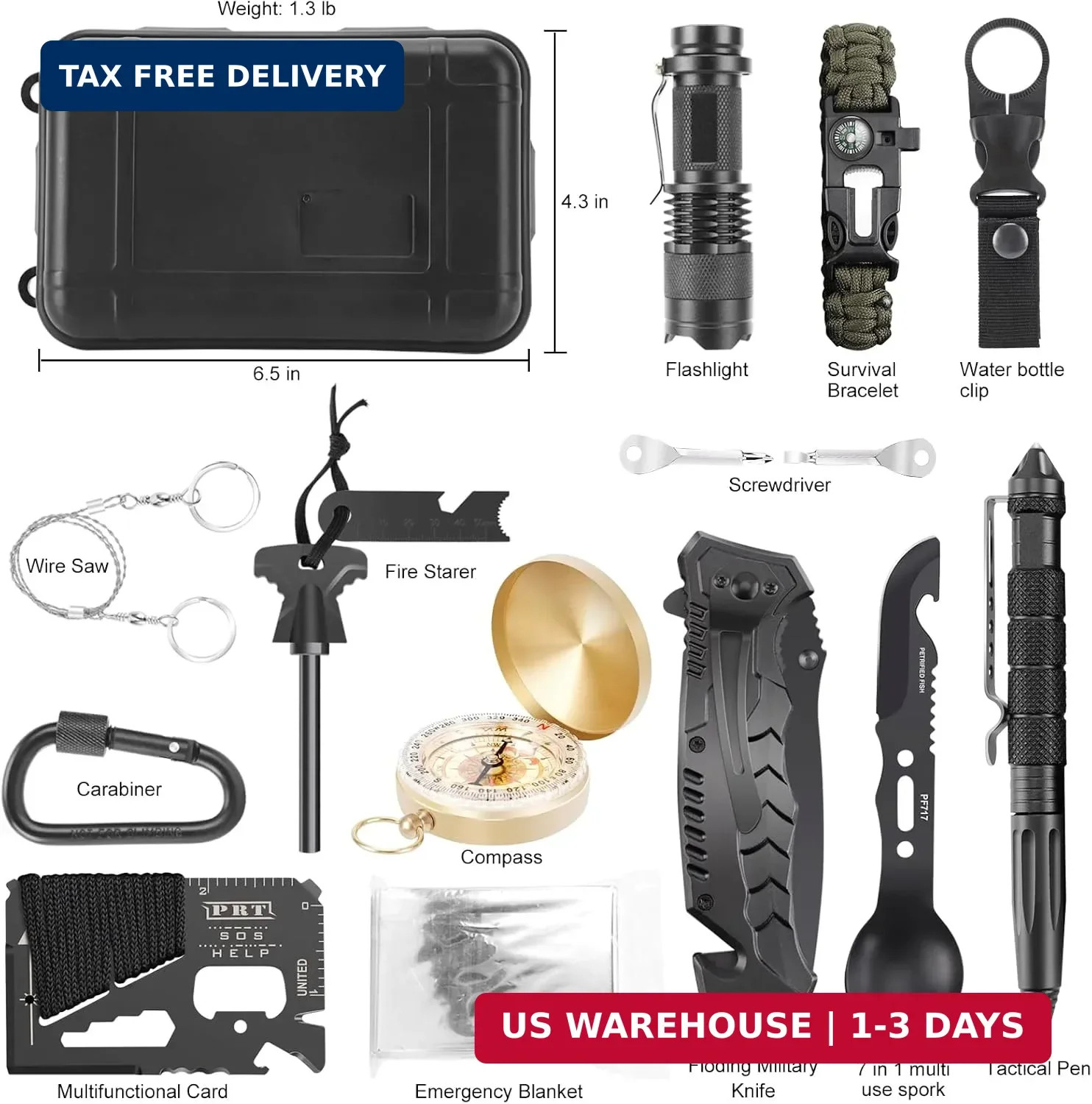 Survival kits 17 in 1, Emergency Survival Gear and Equipment, Cool Gadgets for M
