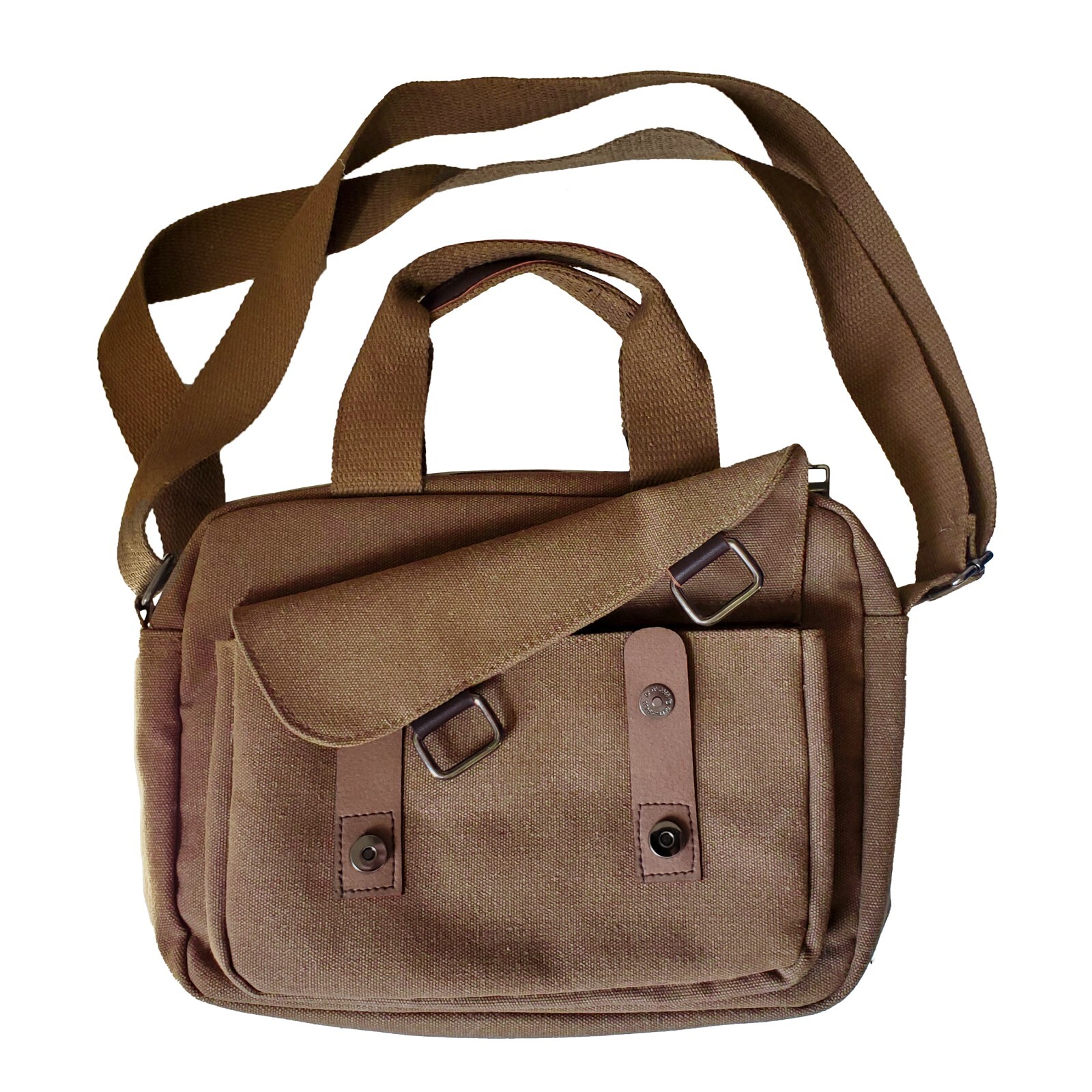 Vintage Shoulder Canvas Military Tech Bag with Padded Interior, 12x9in, 4 Colors