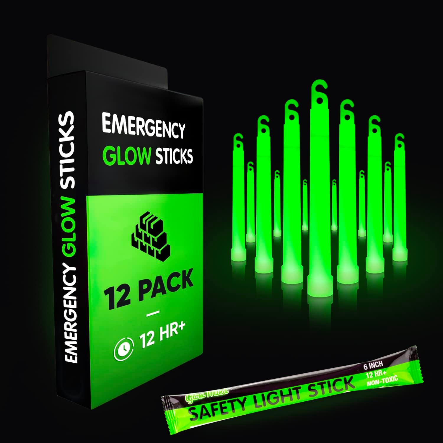 12 Hour Emergency Glow Sticks Industrial Grade Individually Wrapped for Camping