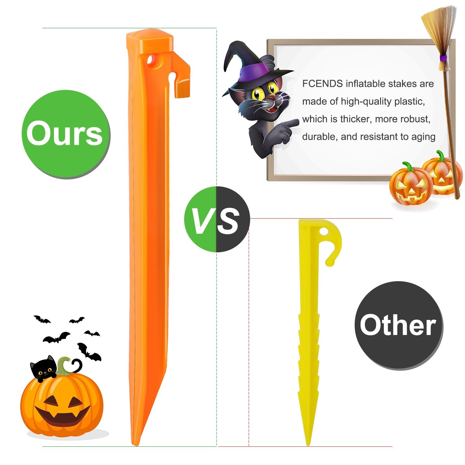Plastic Inflatable Stakes Set for Halloween Christmas Holiday Orange