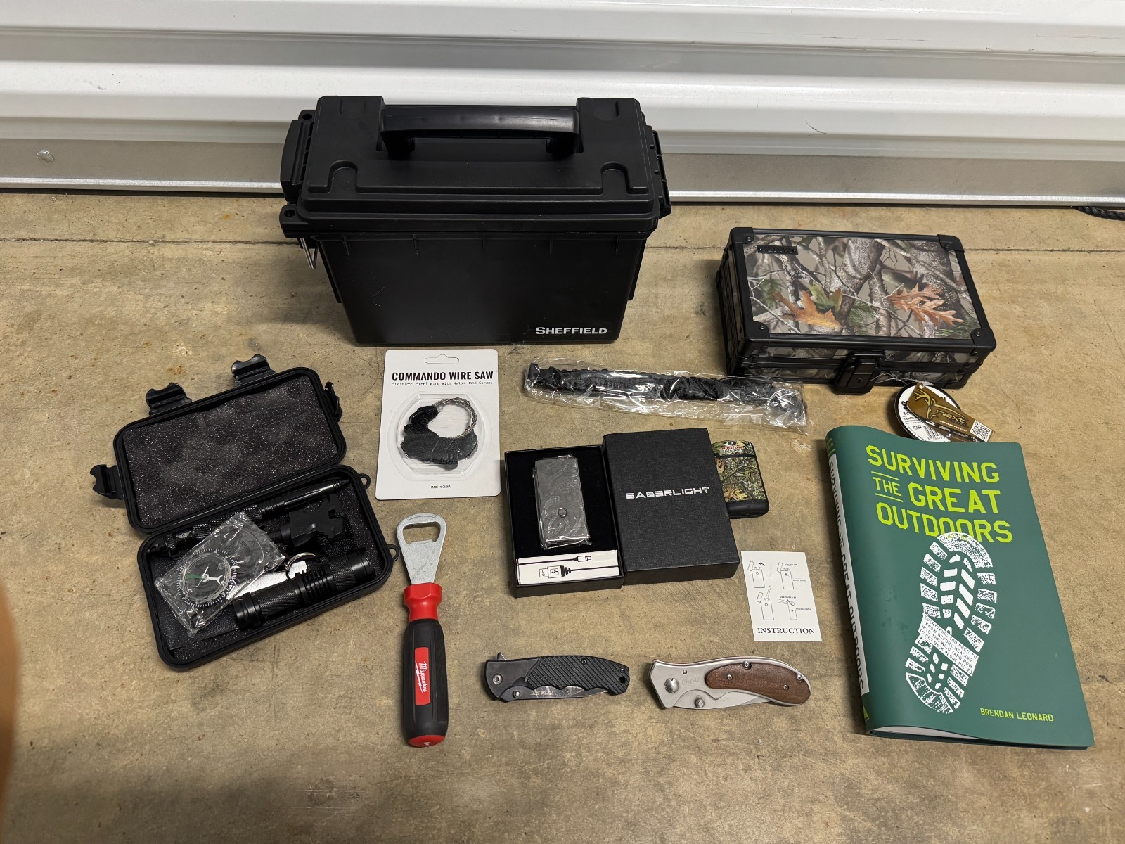 “Lot EDC Survival Gear 9-in-1 Tool Kit + SaberLight Plasma Lighter + Book New
