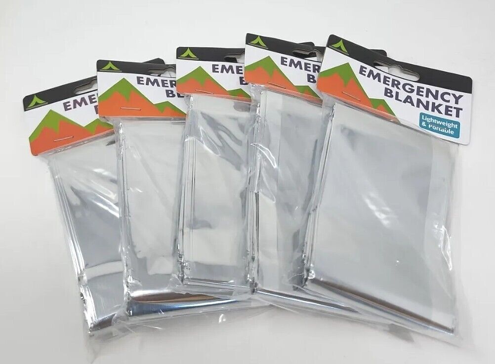 5 Pack Emergency Rescue Thermal Mylar Blankets 54″x 82″ New in Package