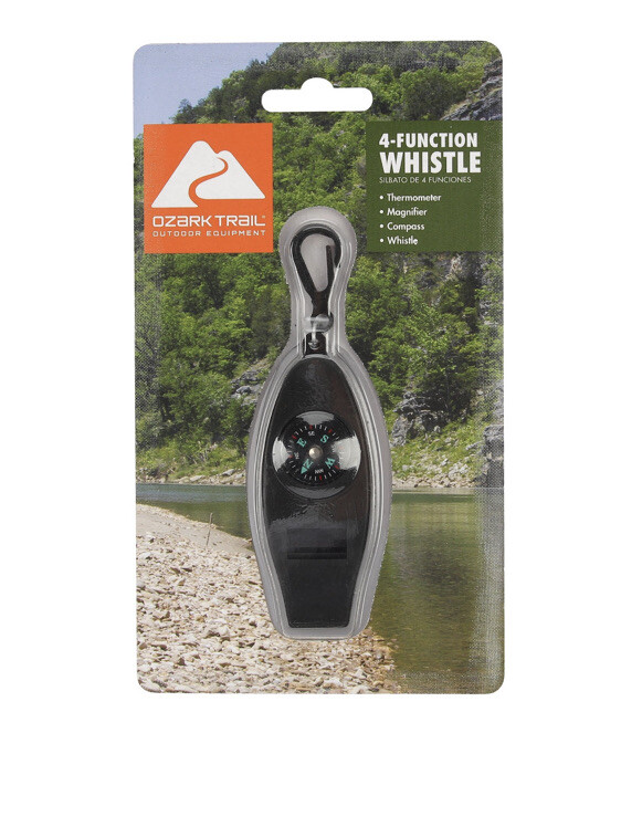 Ozark Trail 4-Function Whistle-thermometer, Magnifier, Compass, Whistle- New