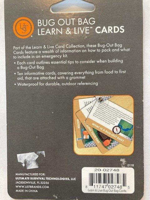 UST Learn & Live SURVIVAL FISHING Cards PLUS BUG OUT BAG Cards – NEW