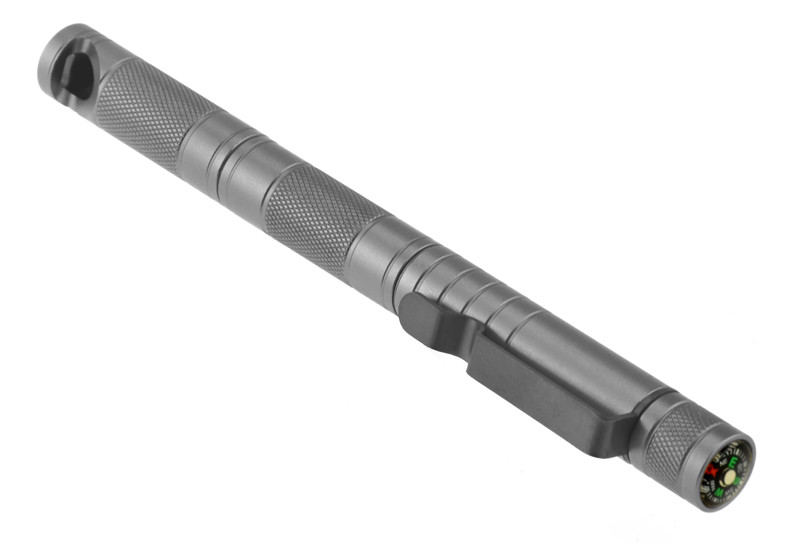 5 in 1 Compact Survival Tool Matte Grey Compass Punch Striker Flint Whistle