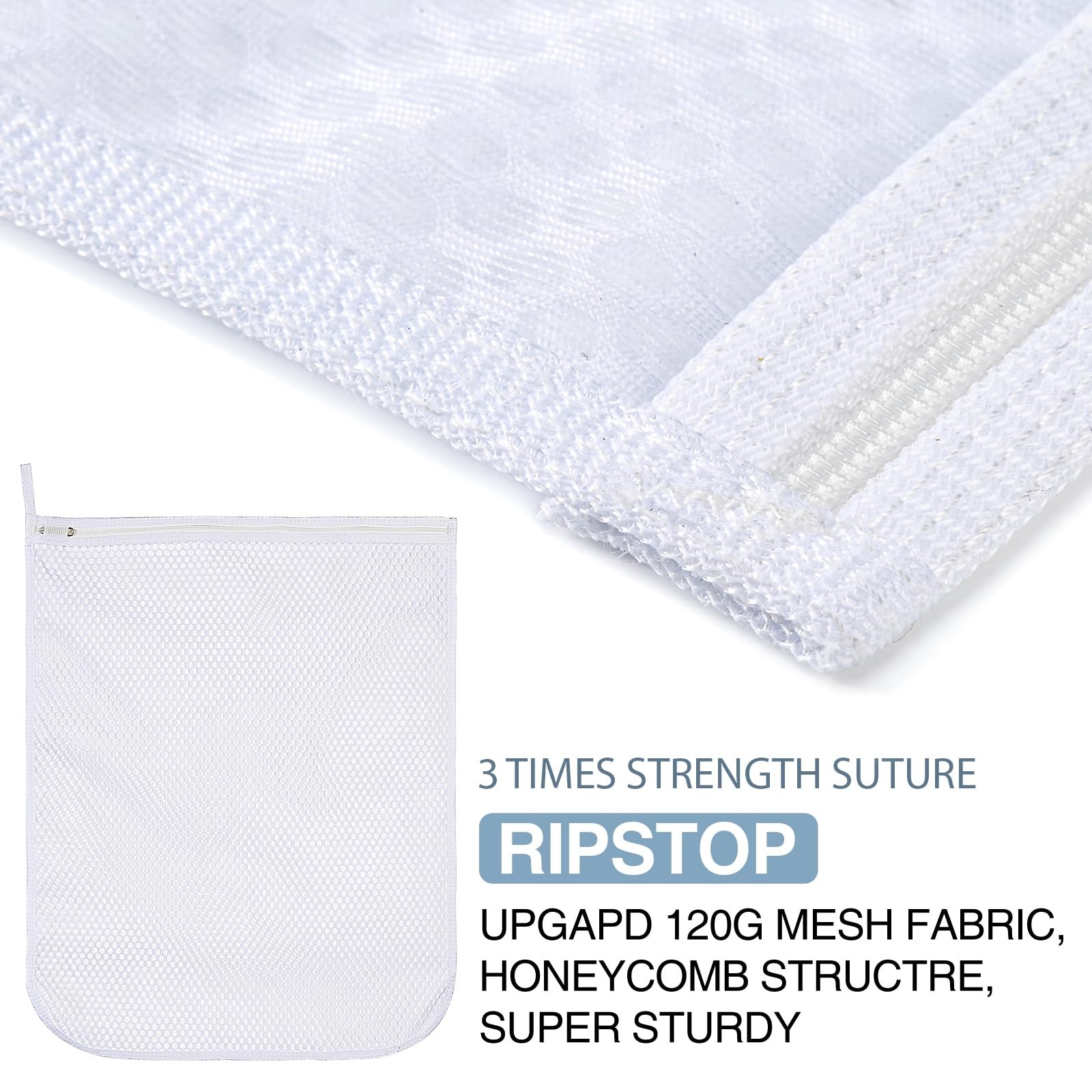3 pcs Durable Honeycomb Mesh Laundry Bags for Delicates 12″ x 3 Medium, White