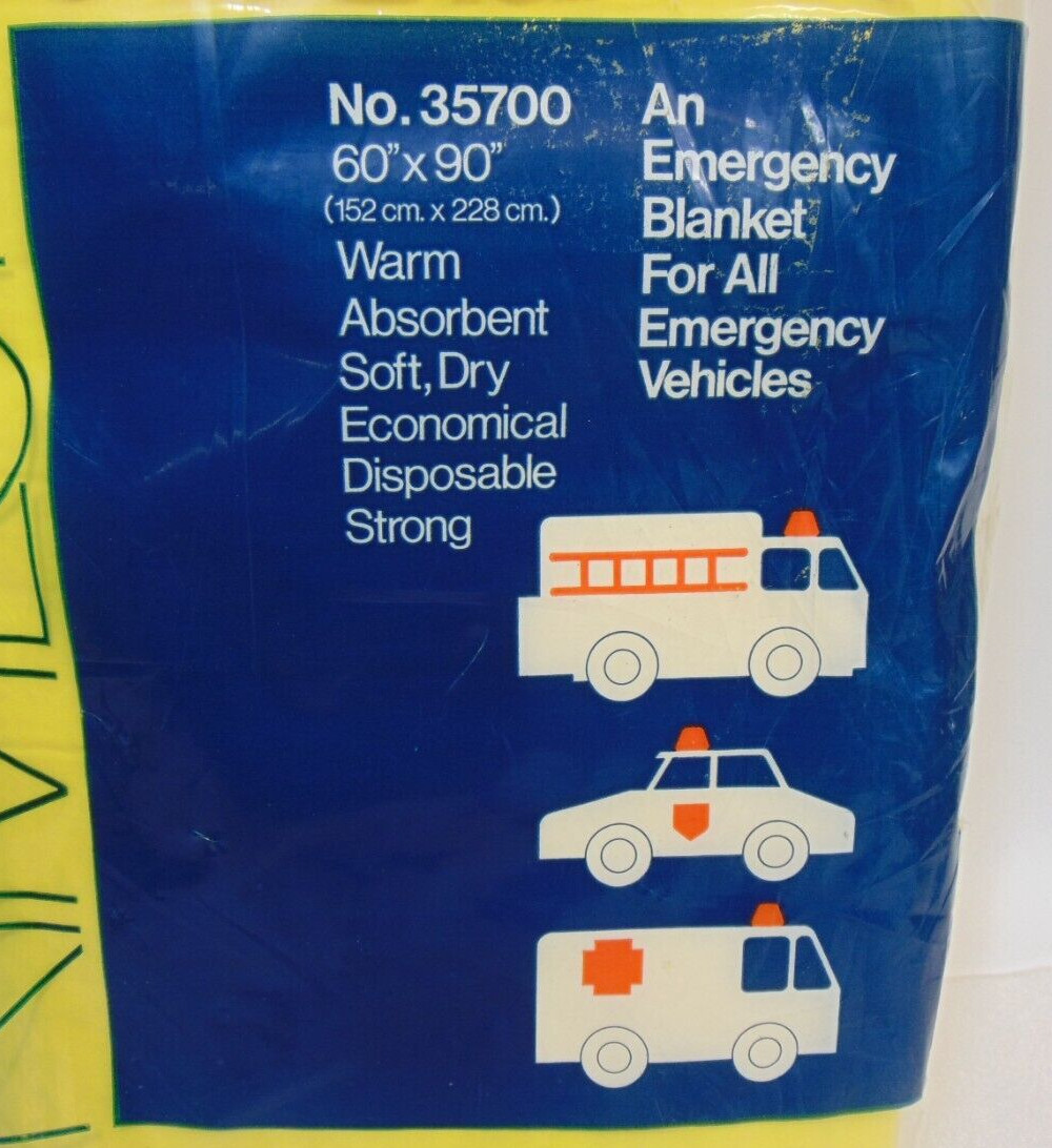 Vintage Emergency Blanket Thermal Survival Mylar Camping Hiking First Aid NOS