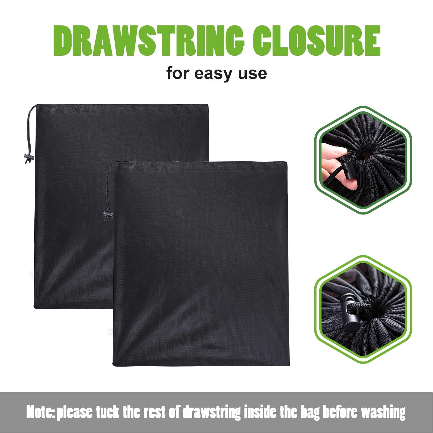 OTraki 20×24 inch Mesh Laundry Bags 2 Pack Fine 20 x 24 inch, Black