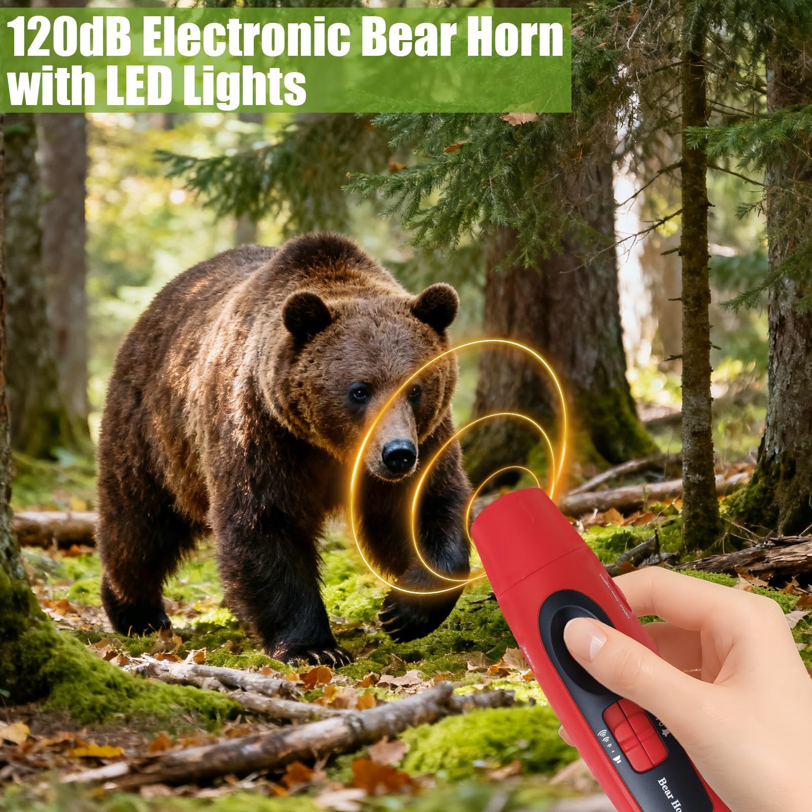 120±5 dB Rechargeable Bear Horn Electronic Air 4 Volume Levels 3 Tones Red