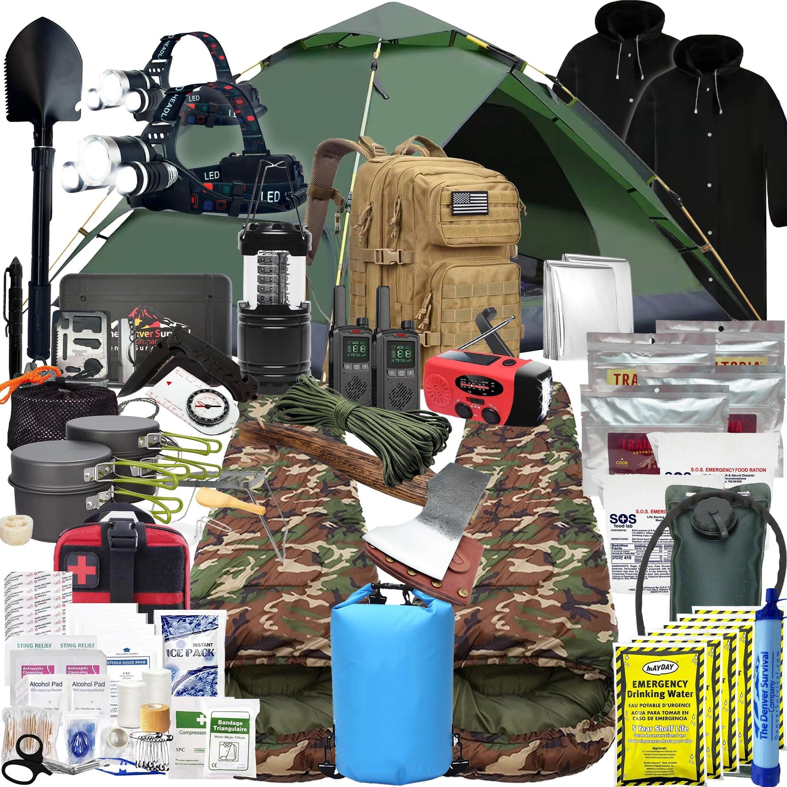 2 Person 5 Day Survival Bag with Survival Tools and Camping Equipment