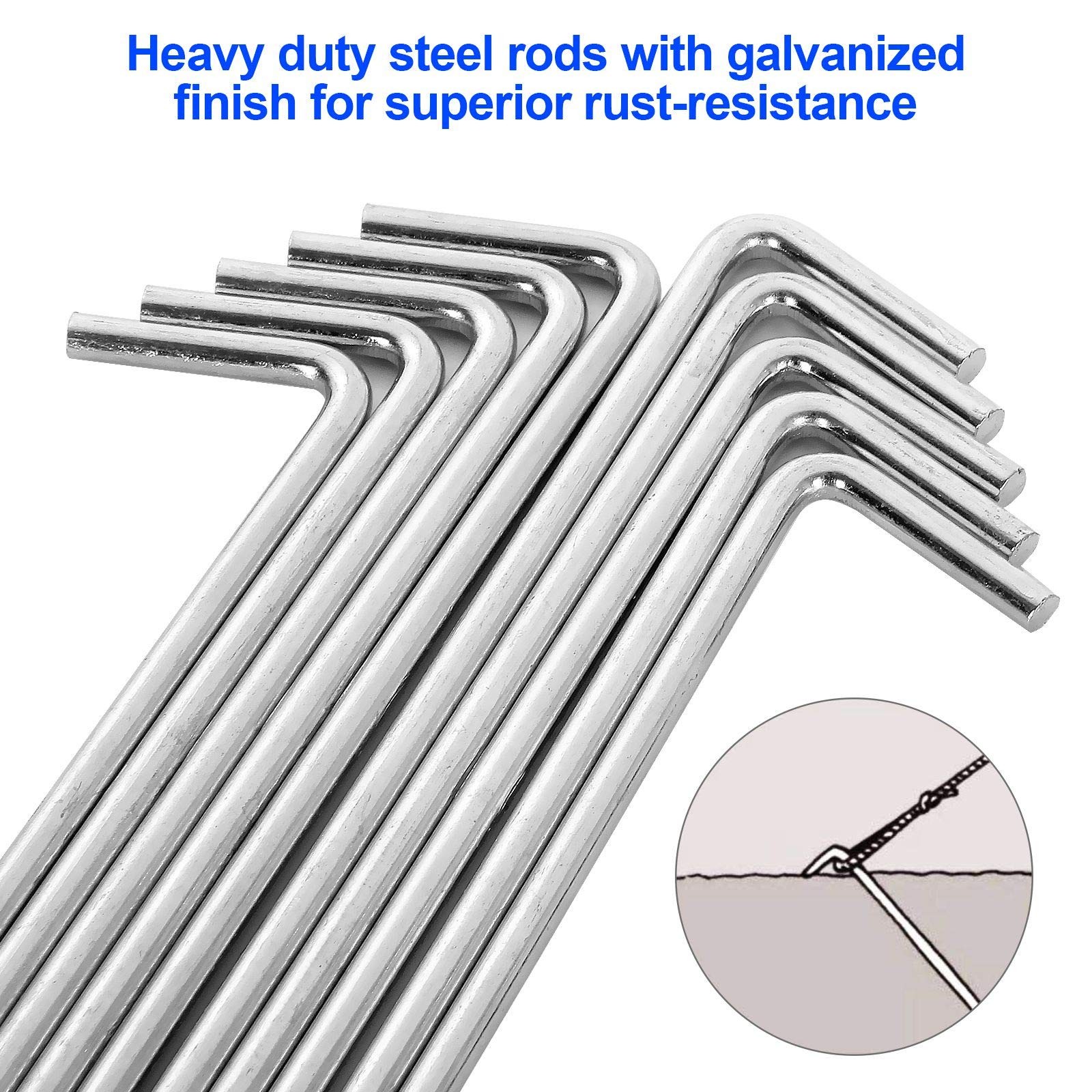 100 Pack Tent Stakes 6-3/4”Galvanized Steel Metal 6.7 inch, Silver