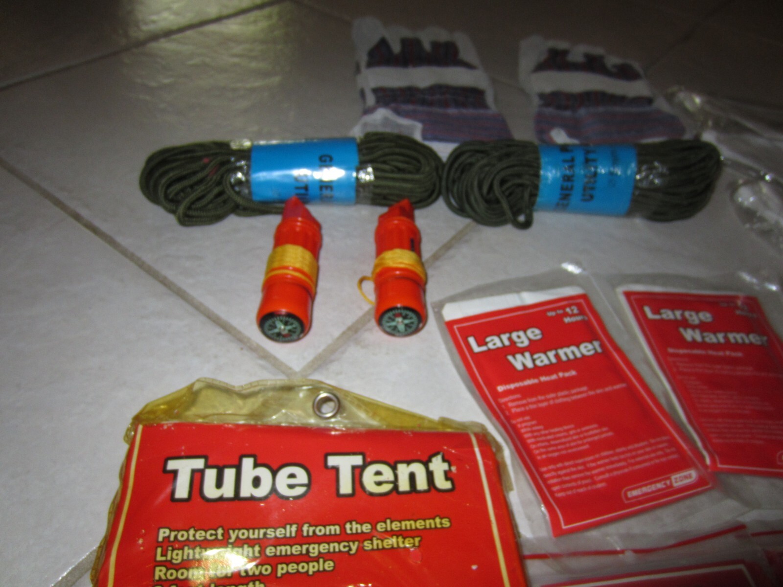 LARGE SURVIVAL KIT LOT HIKING KIT LOT HURRICANE KIT VARIOUS 40 PIECE AS PICTURED
