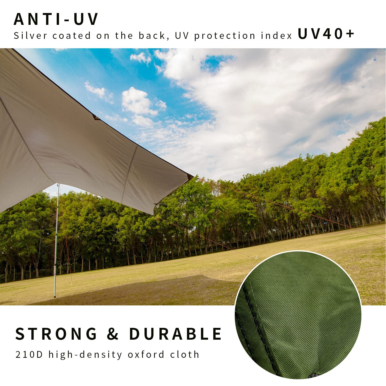 Unigear Hexagon Hammock Rain Fly,15x14FT/12x10FT 15 x 14 ft, Green