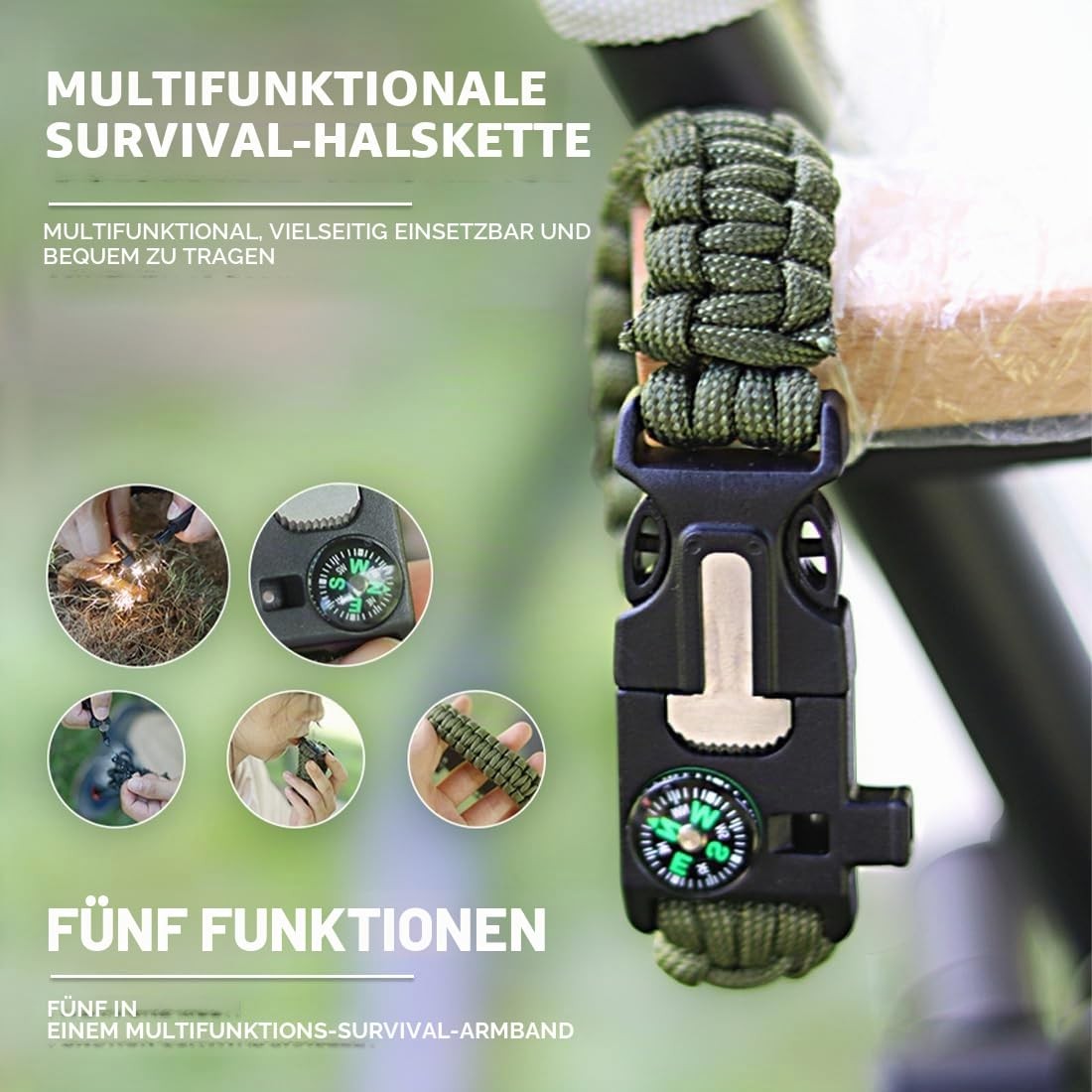 Paracord Survival Bracelet, 2 Piece Survival Kit with Flint Fire Starter, Scrapbook…