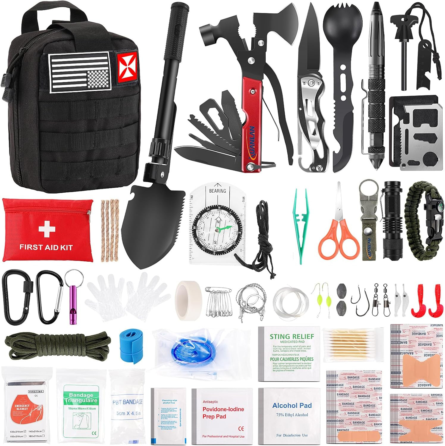 248PCS Survival Kit First Aid Tactical Gear Camping Emergency Molle Bag