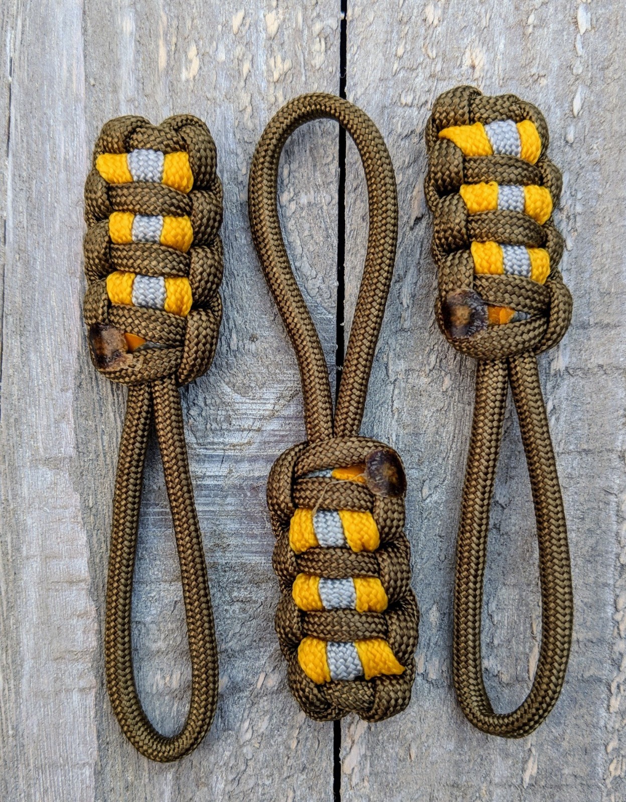 Pack of Three 3 1/2″ Paracord Zipper Pull (Bunker Gear Theme)[Combined Shipping]