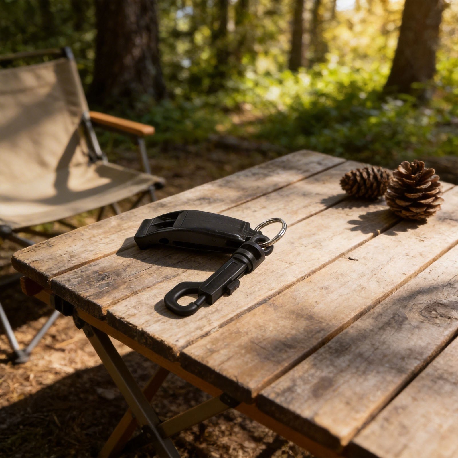 Survival whistle for hiking and camping with secure nylon lanyard hole