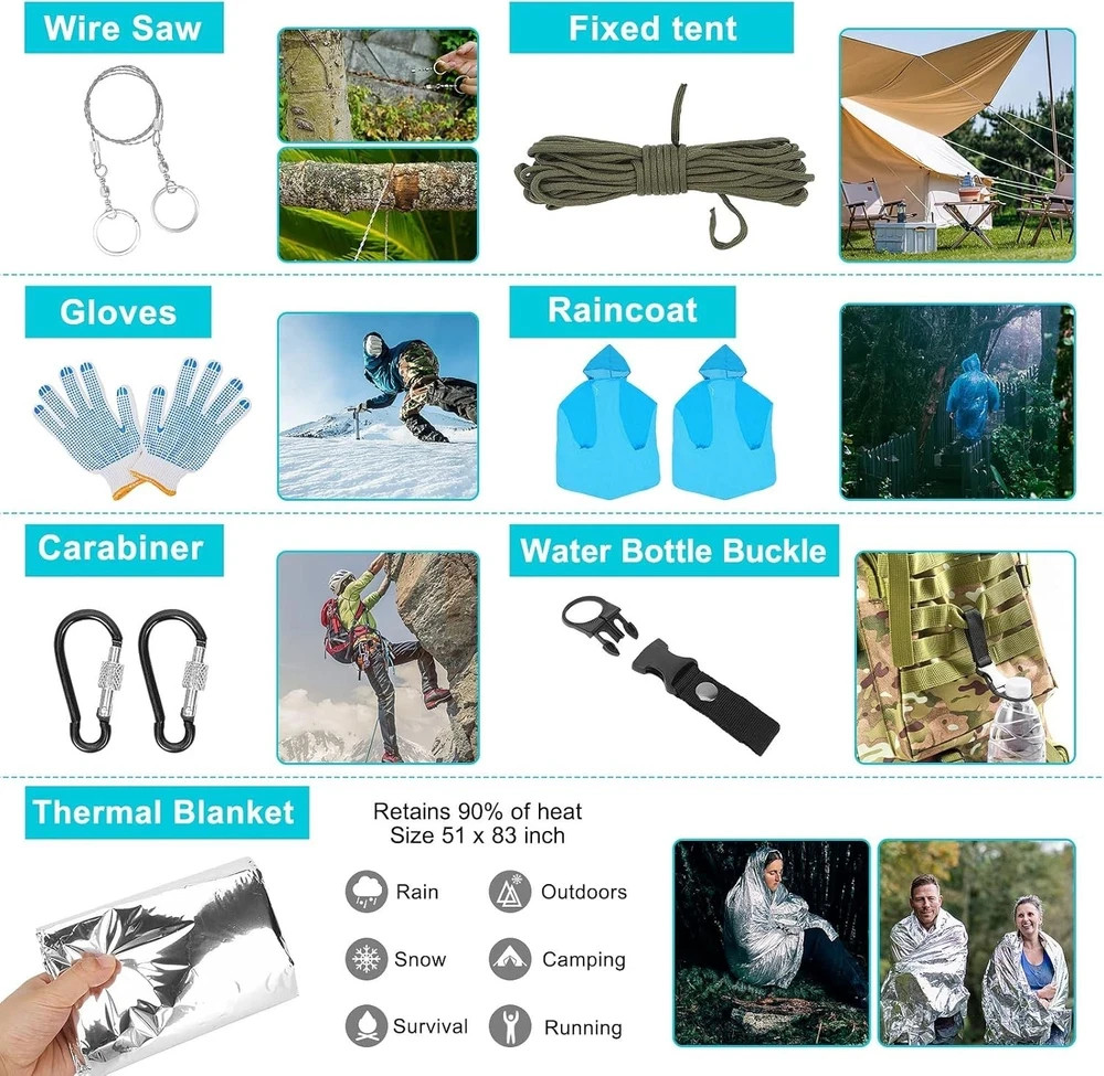 Survival Gear Professional Kit and Large Camping Backpack,First Aid Kit for Adve