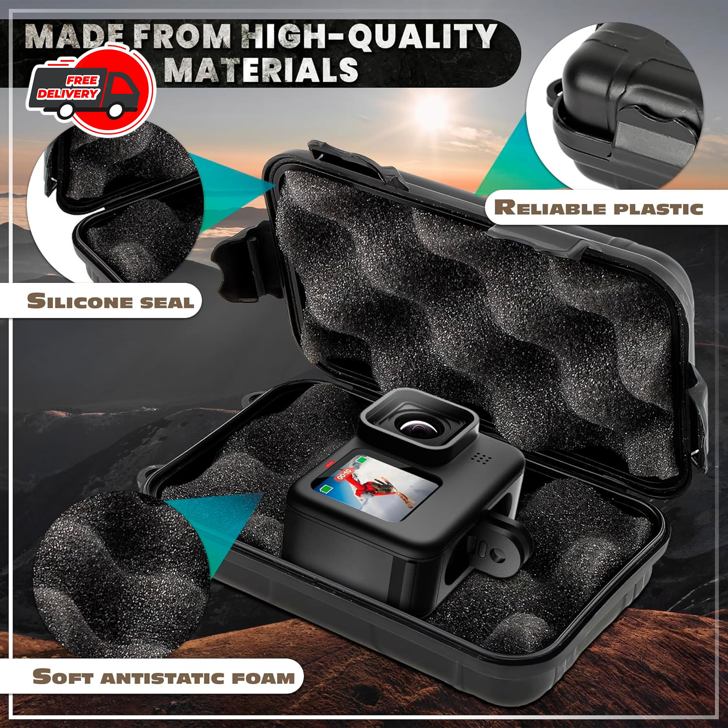 2 Pcs Small Hard Case with Foam – 4.92 x 2.95 Small Waterproof Box, Geocache …