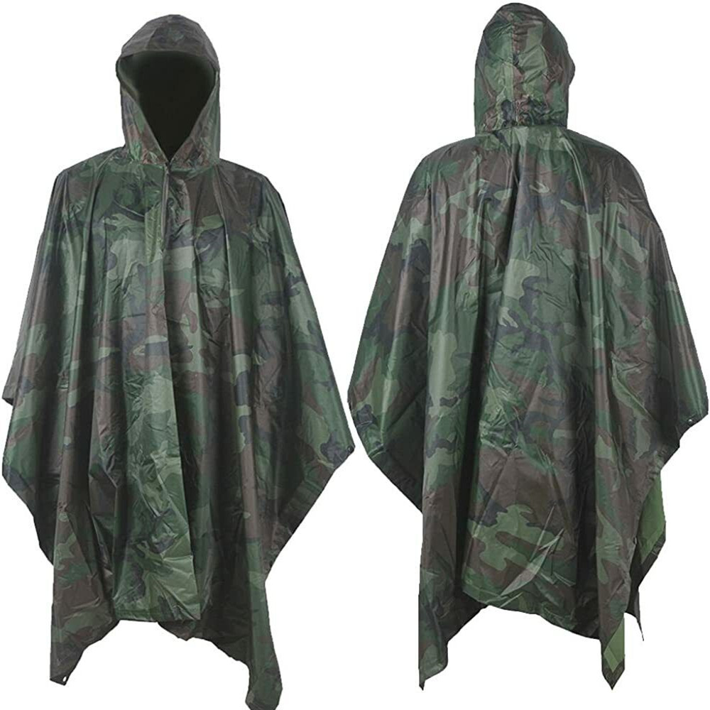 Waterproof RipStop Hooded Rain Poncho Outdoor Multi-Use Camping Hiking