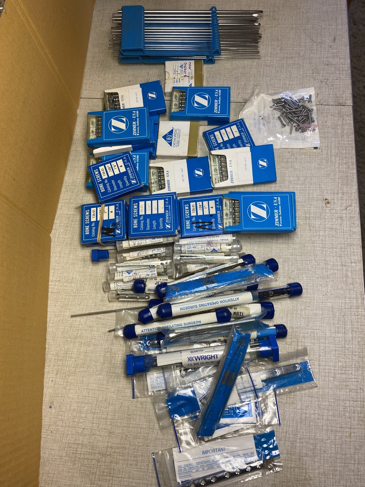 Large Lot ZIMMER Stainless Steel Bone Screw Tapered Plate Pin Nail