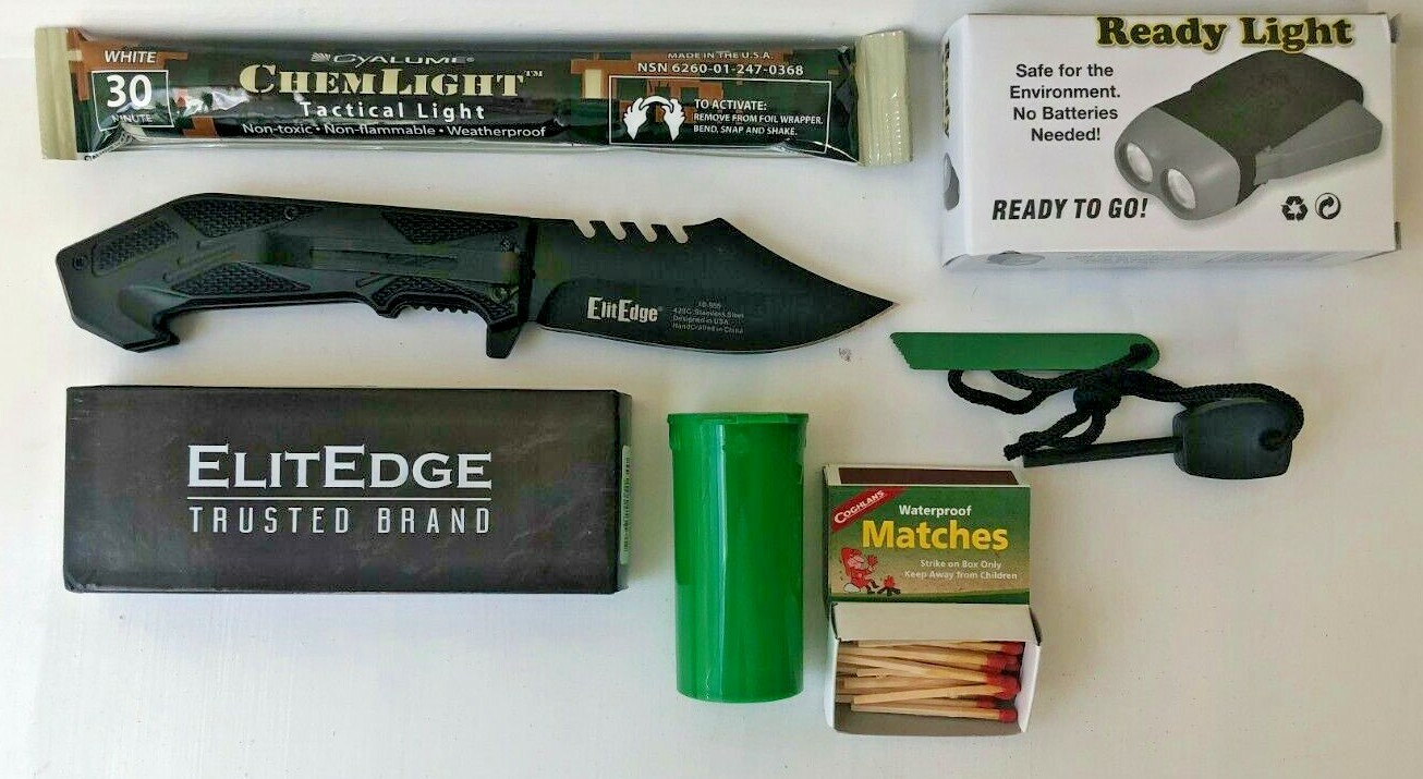Knife Fire & Light Kit Emergency Survival Camping Doomsday Prepper Bug Out Bag