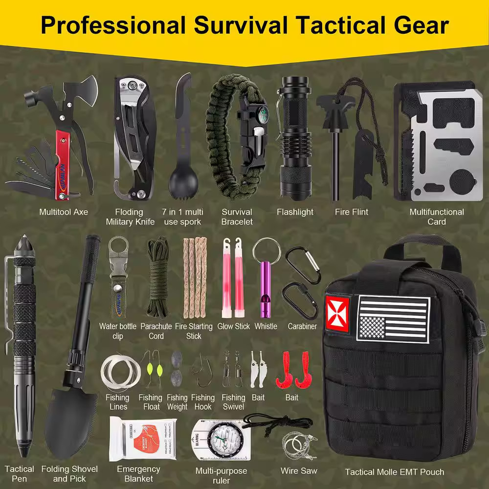 248 Pieces Survival First Aid Kit with Molle Pouch for Camping, Hiking, and Outd