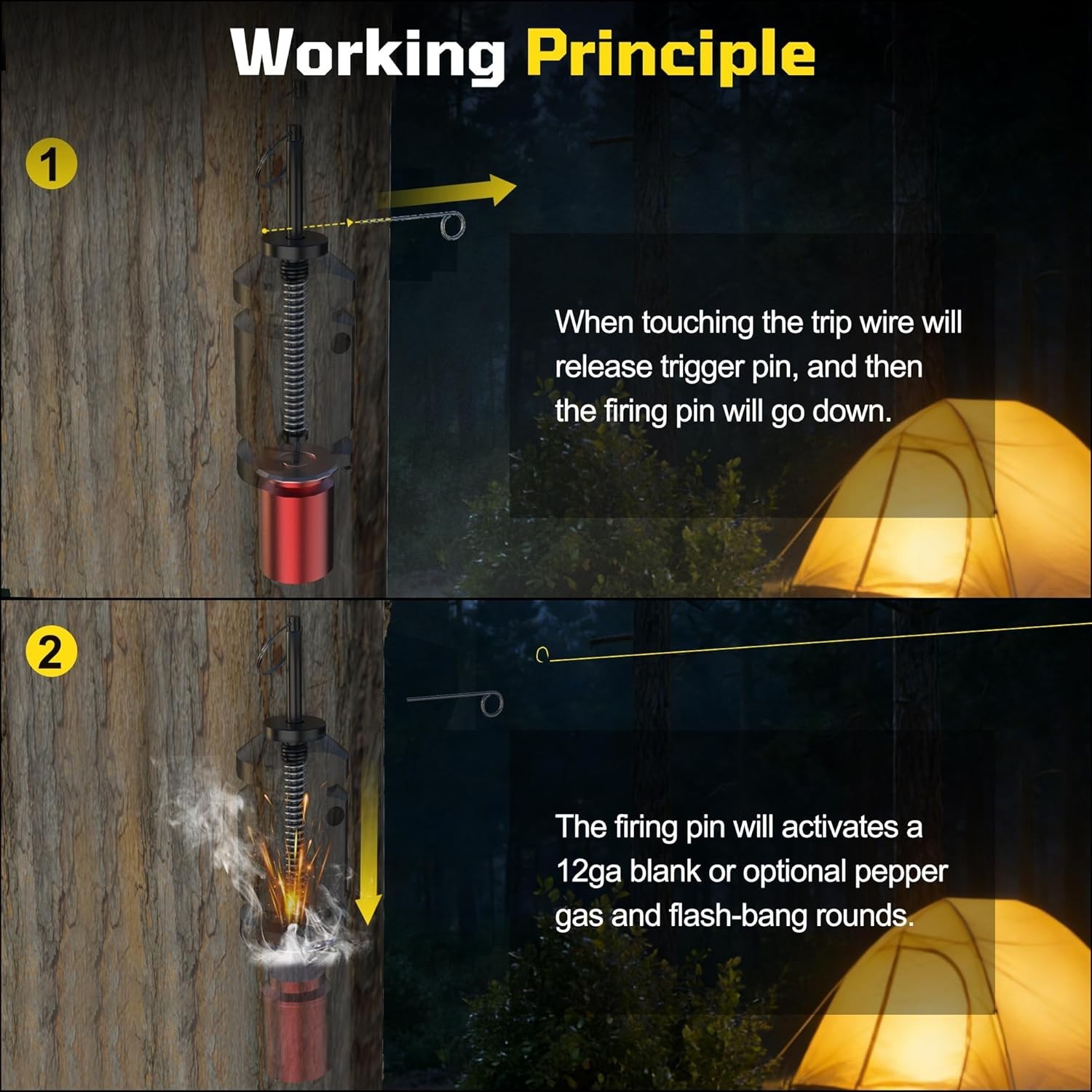 Durable 12 Gauge Trip Alarm Device – 6 Pack for Secure Camping & Outdoor Use