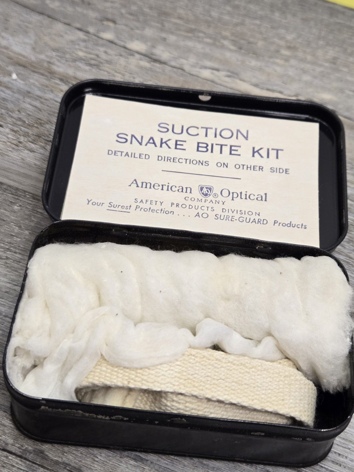 Vintage American Optical Snake Bite First Aid Suction Kit Open For Pics
