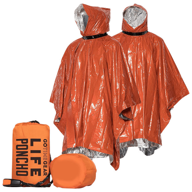 Outdoor Go Time Gear – (1) two-person Emergency Survival Tent + 2 Ponchos