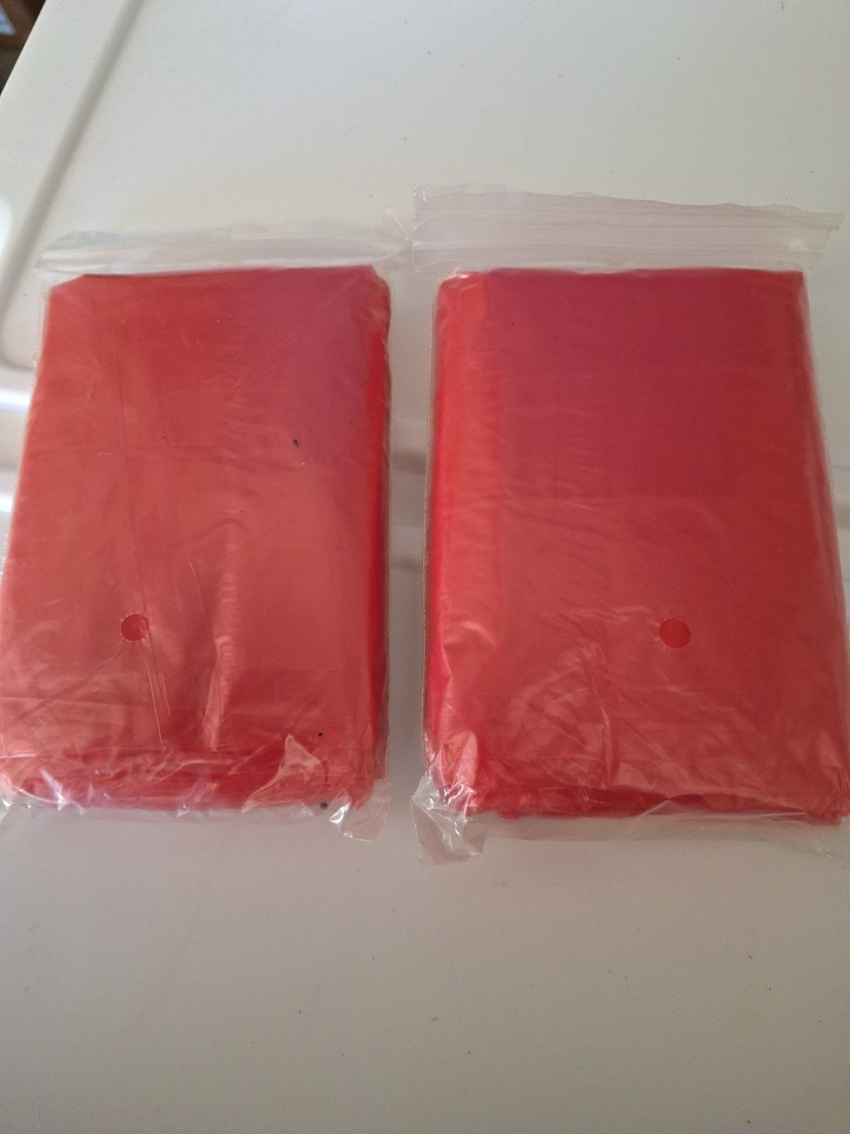 Lot of 2 Sports Afield Emergency Plastic Poncho Clear and Red