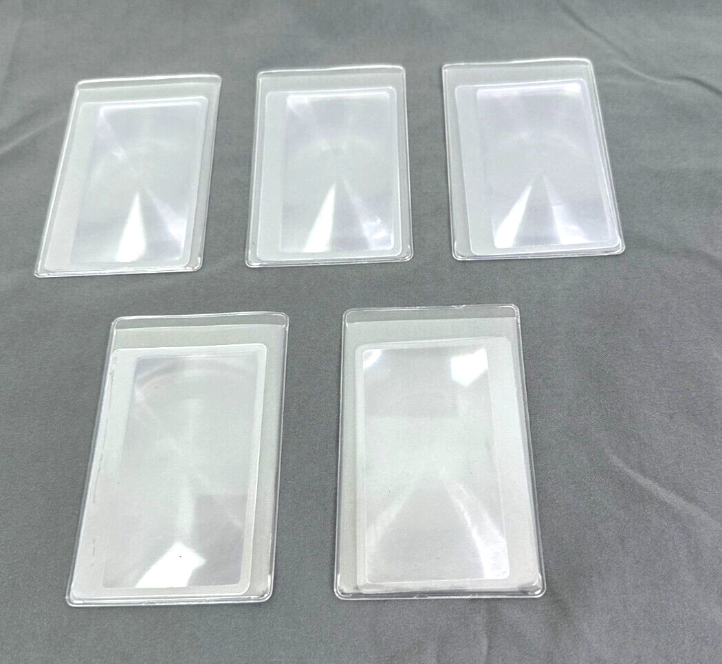Lot of Five Wallet Credit Card Size Pocket Magnifiers With Protective Sleeves