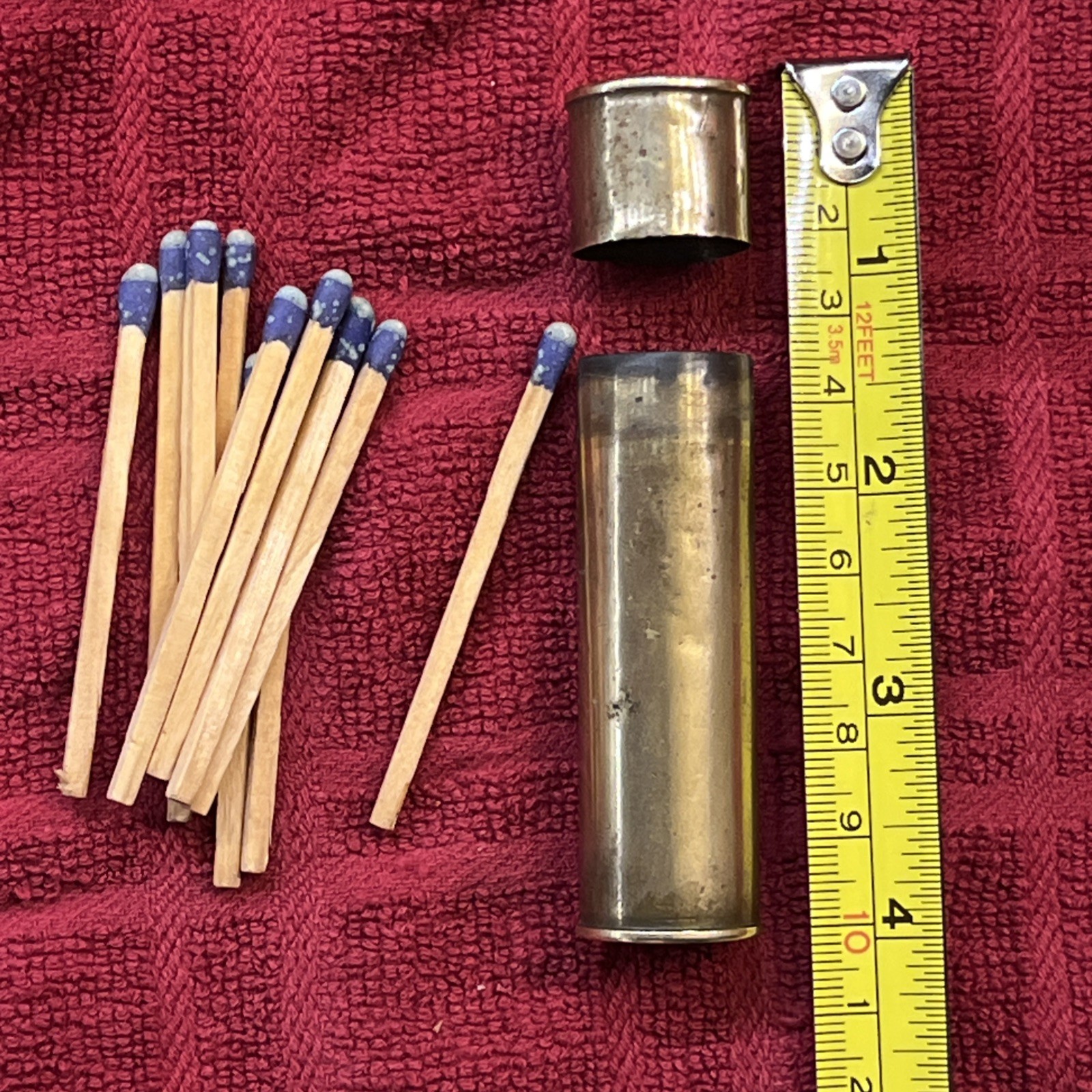Rare Sears Roebuck 12 gauge Match Stick Holder Hunting Hiking Camping (745)