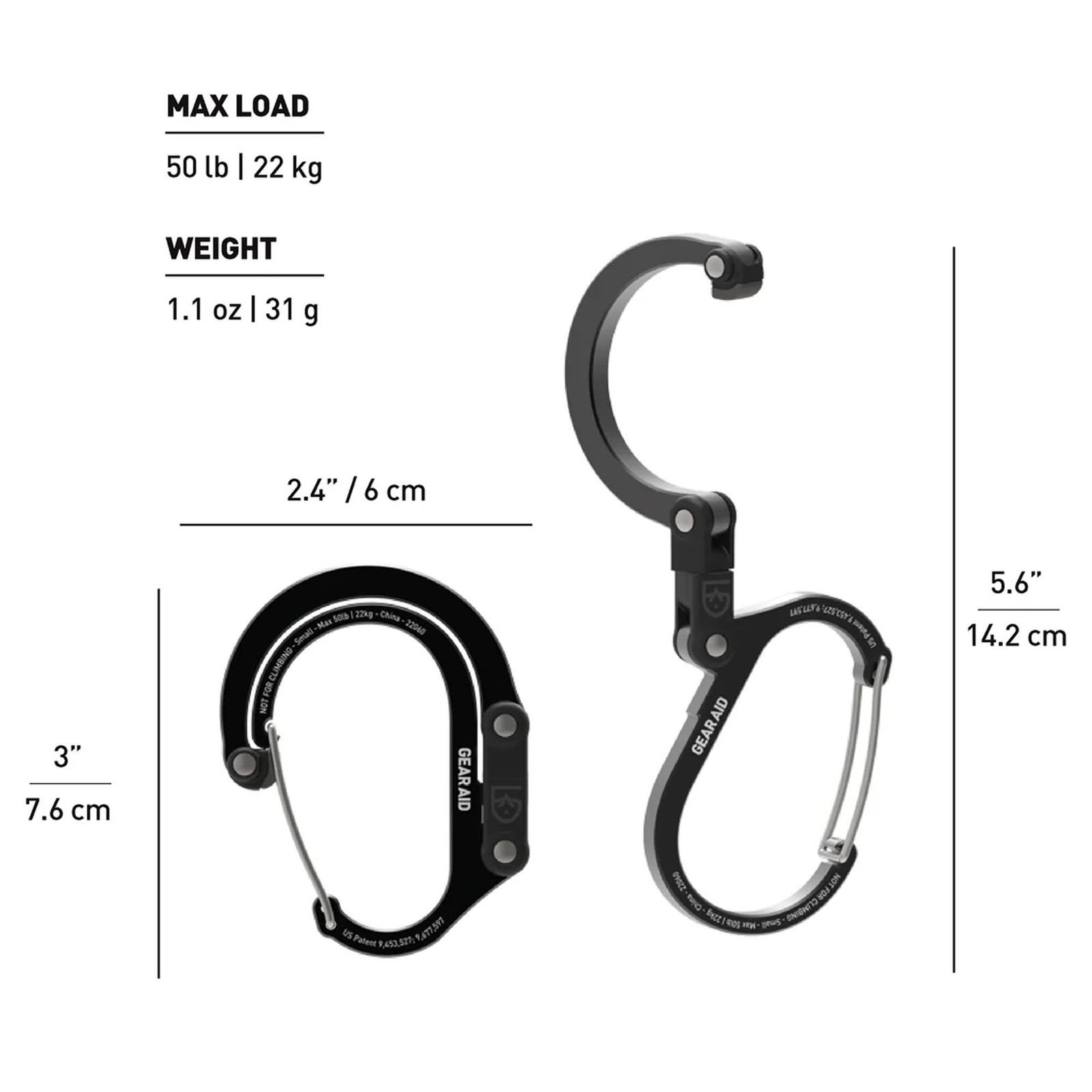 Gear Aid Heroclip Small Hybrid Camping Gear Clip