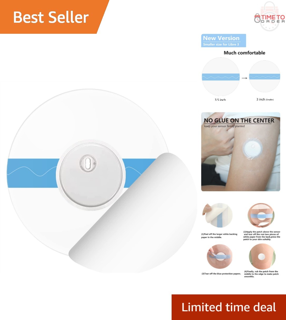 Sensor Covers Waterproof 50 Pack for Libre 3 Plus Daylasting Adhesive Patches