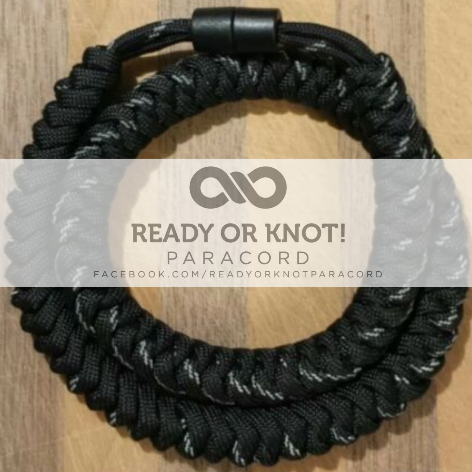 550 USA Paracord Snake Weave Necklace Black Reflective/Black (Various Lengths)