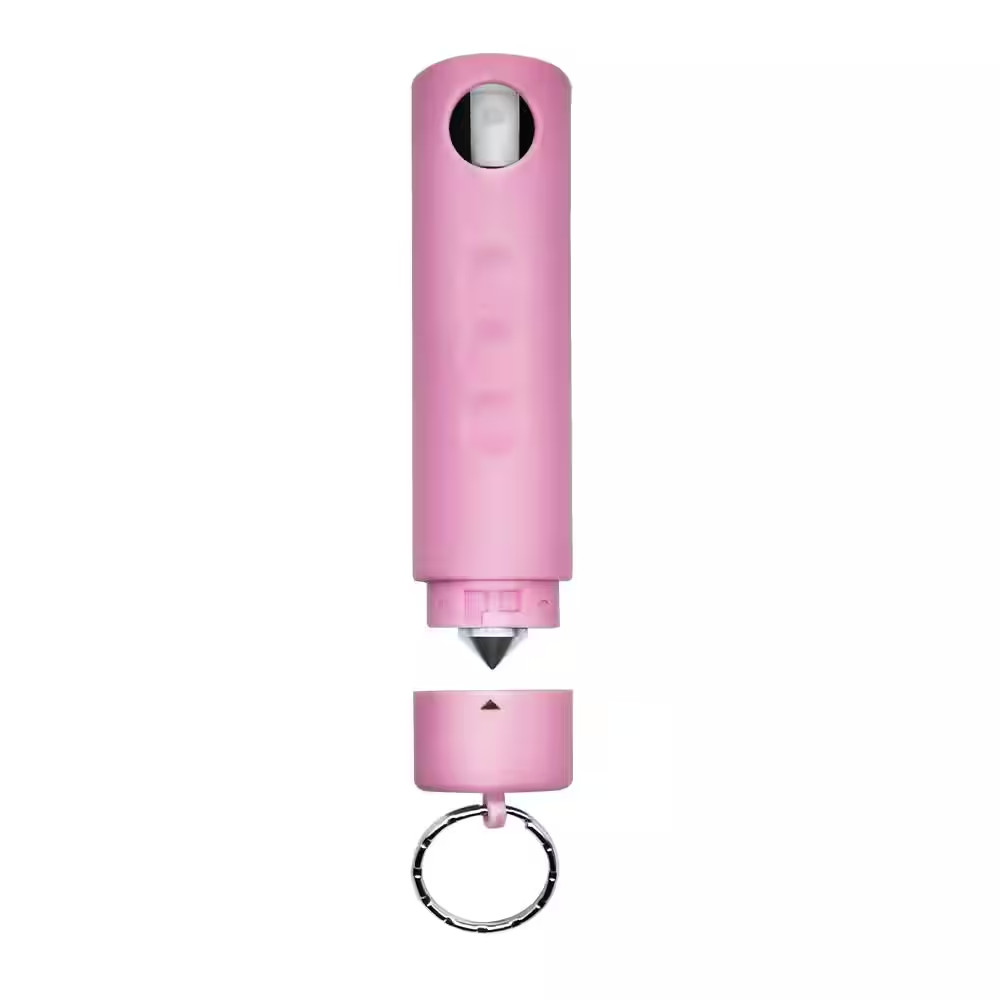 2-In-1 Pepper Spray, Harm and Hammer, with Auto Glass Breaker, Pink