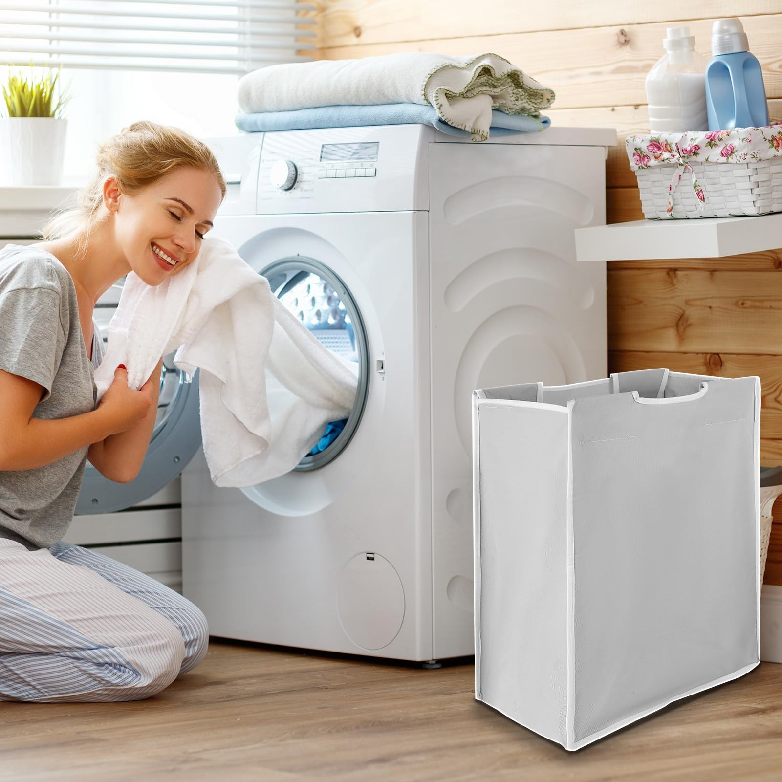 4 pcs Laundry Sorter Replacement 14.76″ x 8.66″ x 21.65″, beige, gray, black