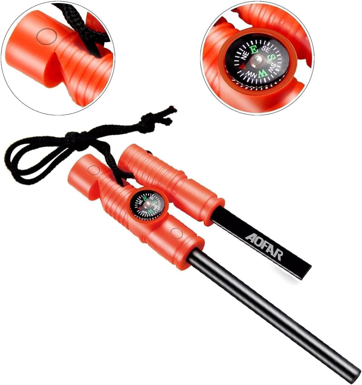 AOFAR Military Compass and Fire Starter AF-4580/381 Lensatic Sighting, Survival