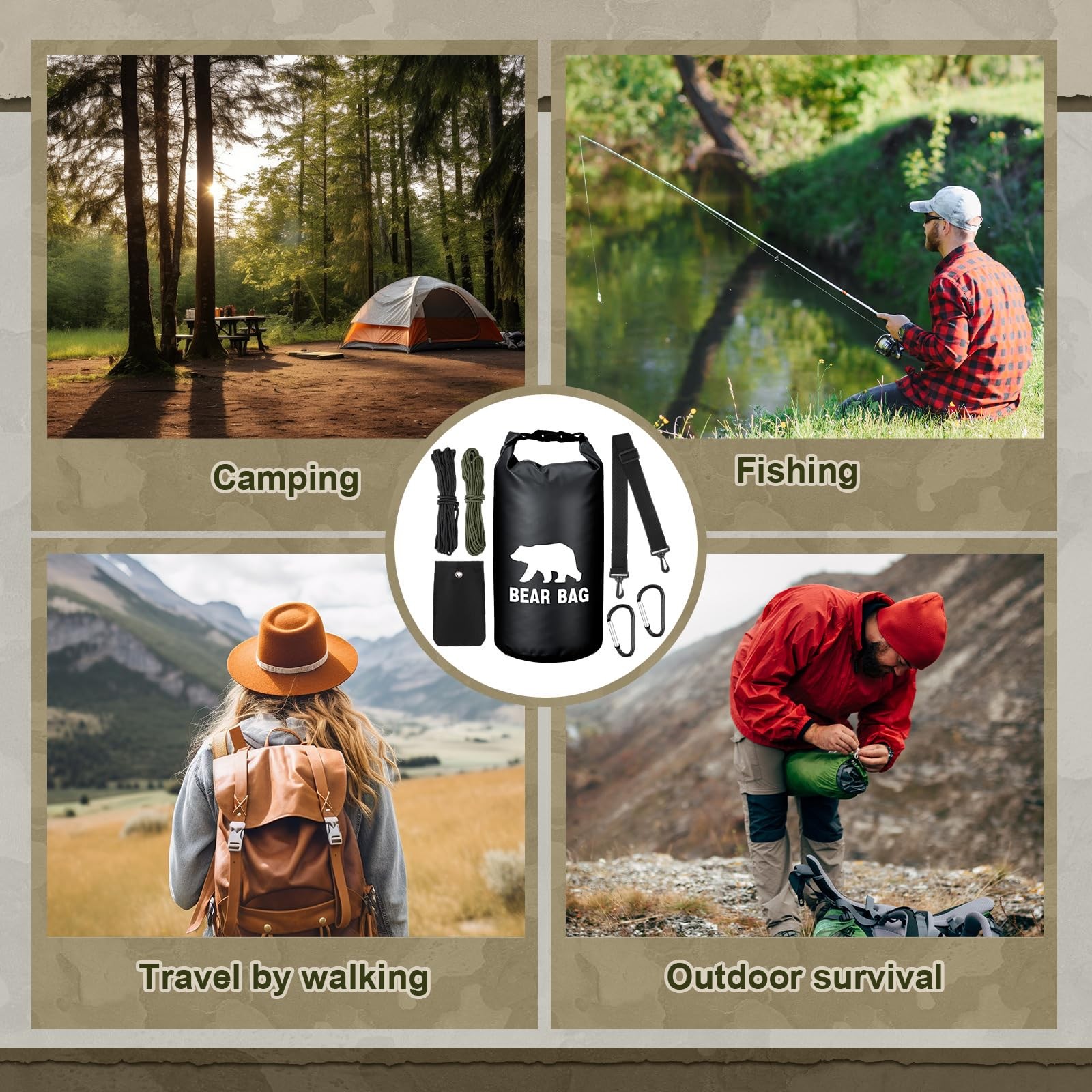 1 Set Bear Food Bag for Camping Ultralight Food Hanging System Includes Water…